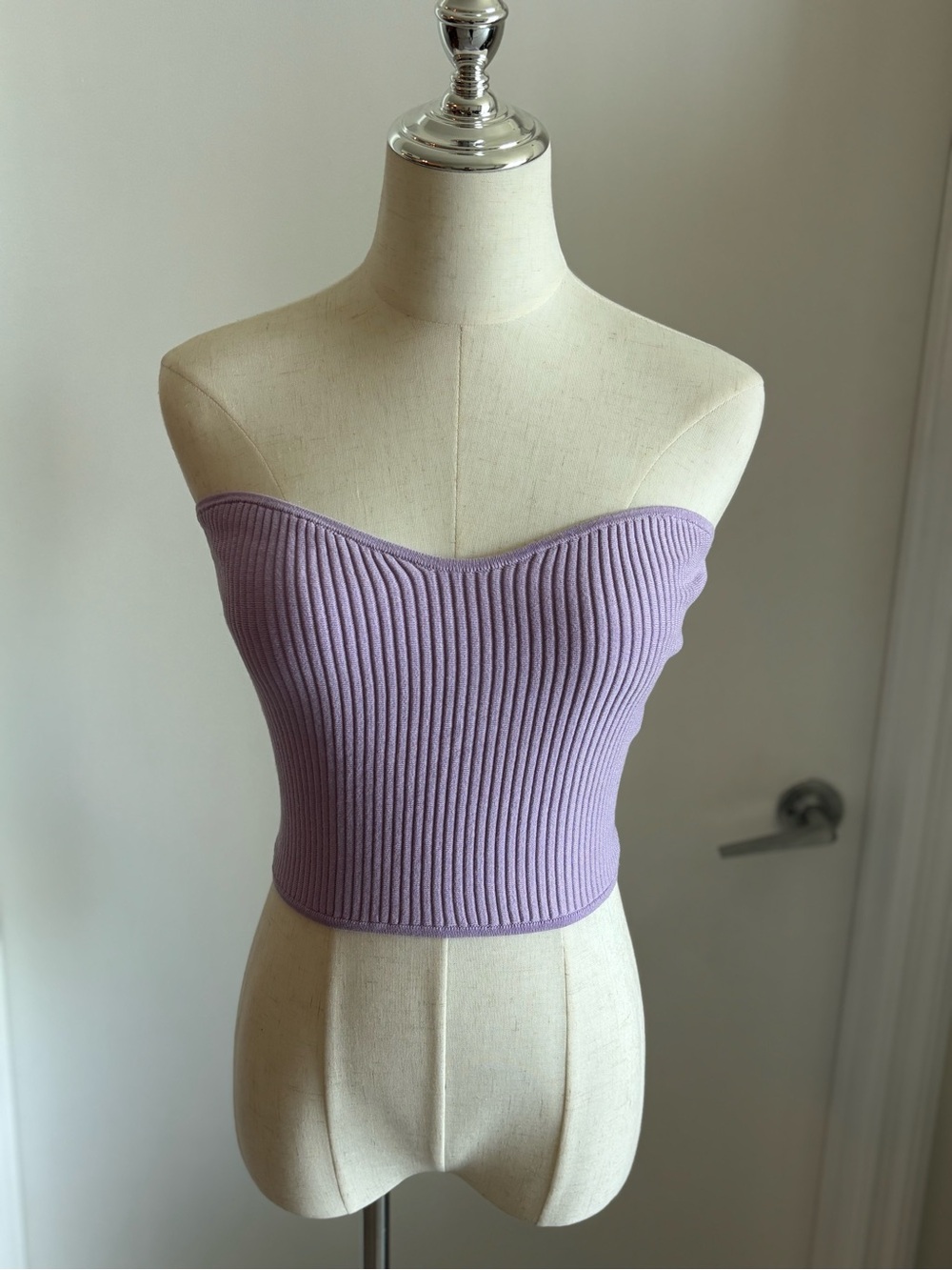 H&M Lavender Ribbed Strapless Crop Top